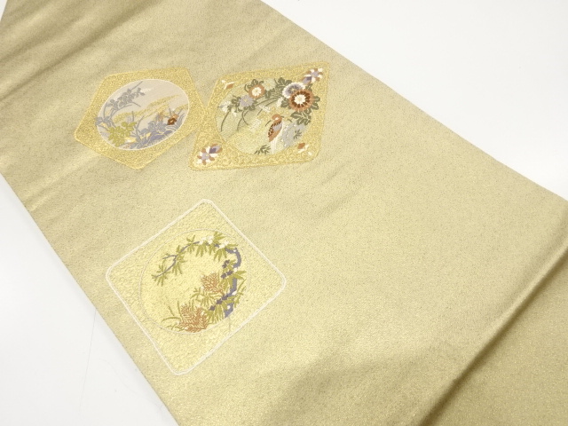 JAPANESE NAGOYA OBI / WOVEN FLOWER & BIRD